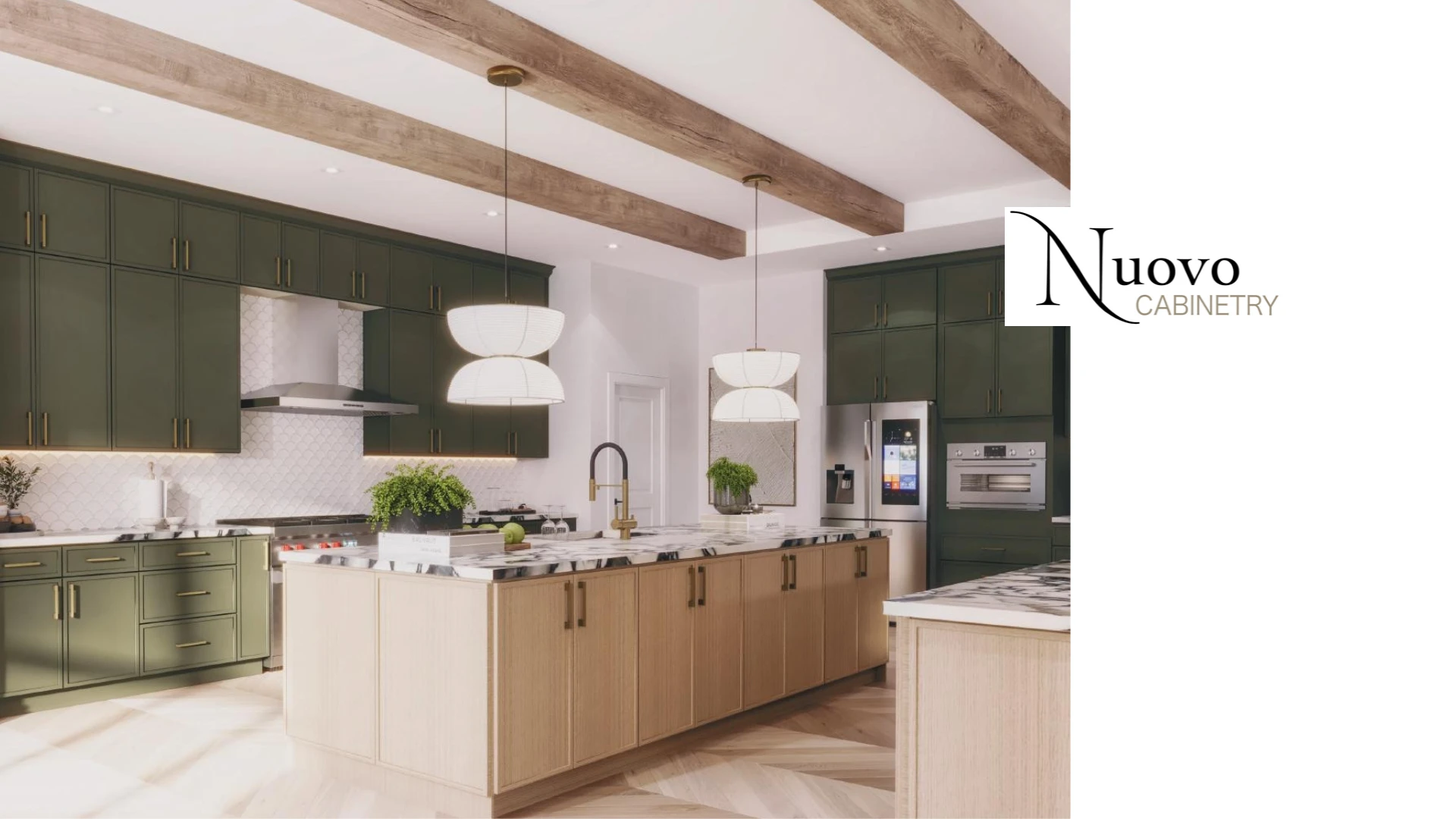 Custom kitchen green cabinets